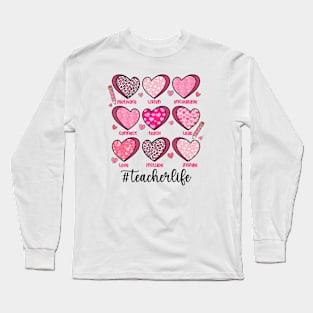 Teacher Valentines, Teacher Candy Hearts, Conversation Heart, Teacher Valentines Day, Retro Valentine, Teacher Life Long Sleeve T-Shirt